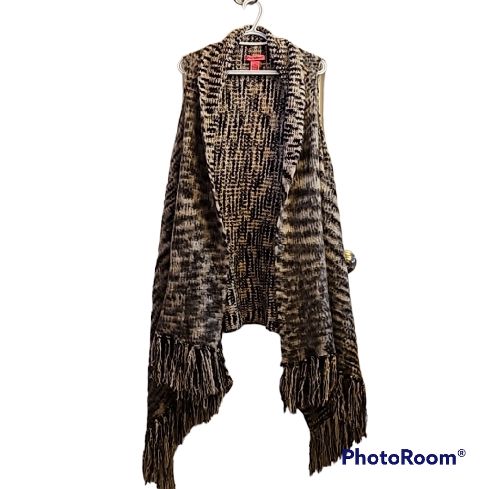 🌺Betsey Johnson Long Sleeveless Knit Cardigan/Wrap/Shawl in Beige Brown